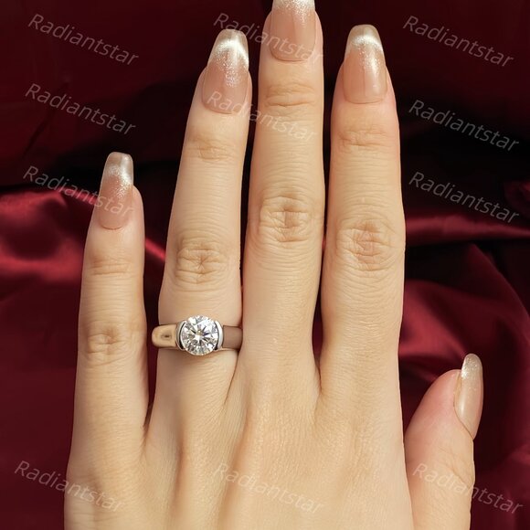 NEW Certified 2 ct. t.w. Moissanite  Floating Engagement Ring - Picture 8 of 8